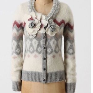 Anthropologie Sleeping On Snow Cardigan Size L